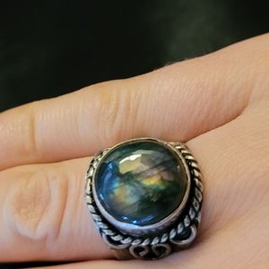 Sterling Silver Coated Labradorite Ring